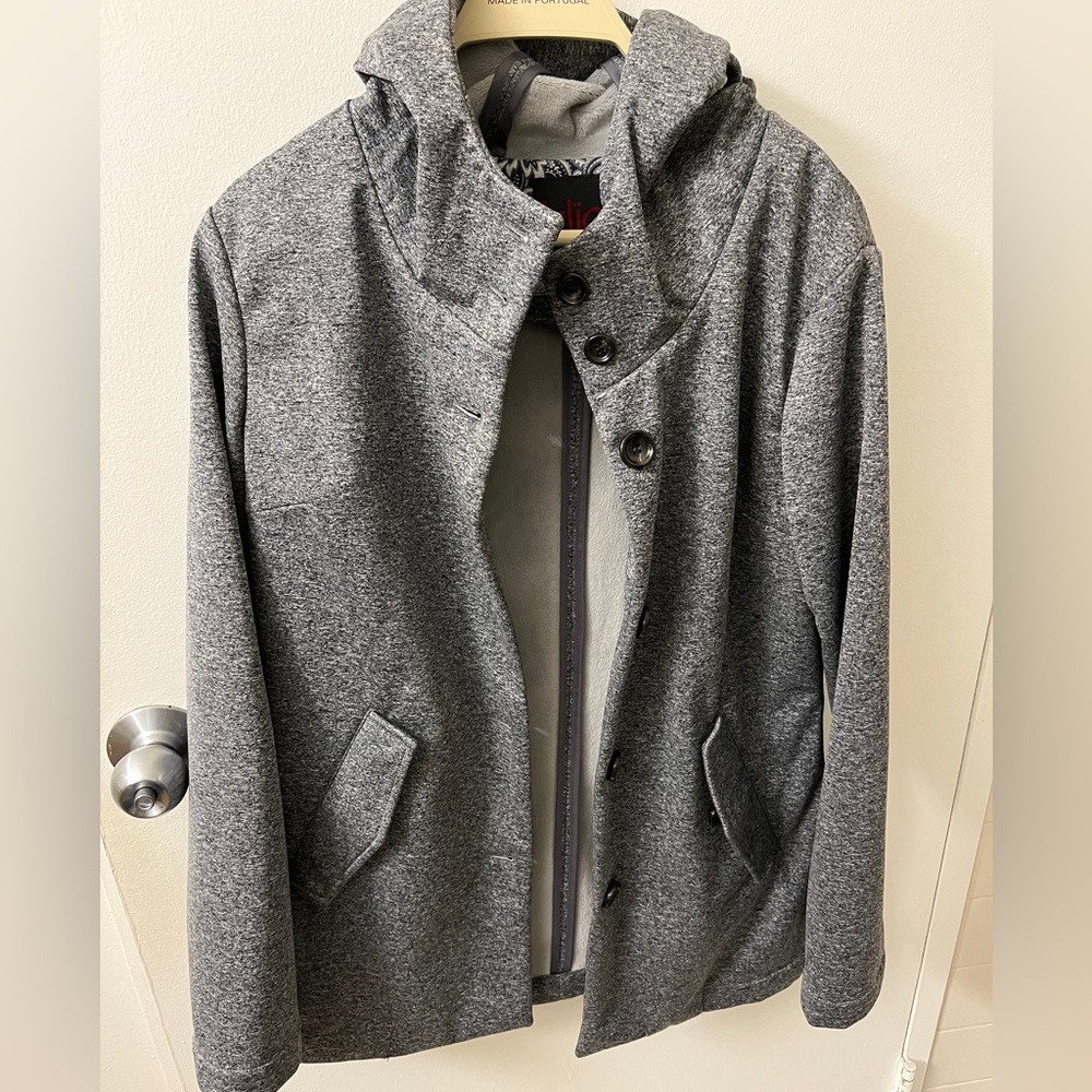 Heather Gray Hooded Button Up Jacket